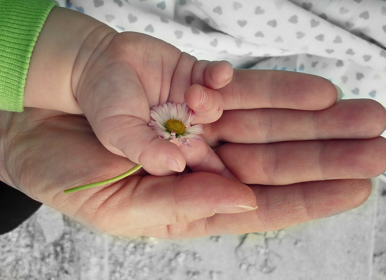 Dad and baby hands